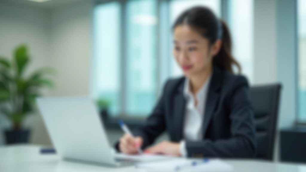 Business owner reviewing invoice templates on laptop screen with notes and calculations visible on desk